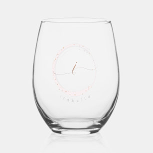 Rose Gold Script Monogram Letter I Weinglas Ohne Stiel