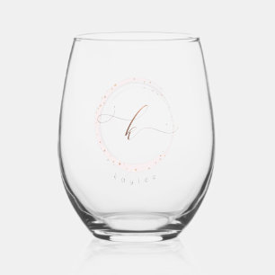 Rose Gold Script Monogram Letter K Weinglas Ohne Stiel