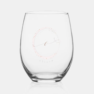 Rose Gold Script Monogram Letter O Weinglas Ohne Stiel