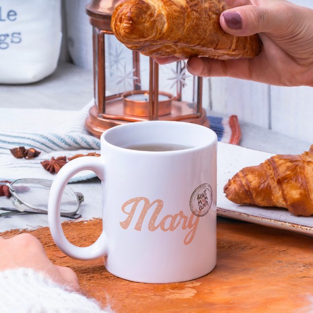 Rose Gold Script Muttertagsmuster Kaffeetasse (Von Creator hochgeladen)