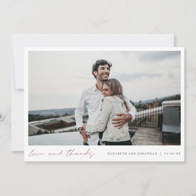 Rose Gold Script Photo Love et Merci Mariage (Devant)