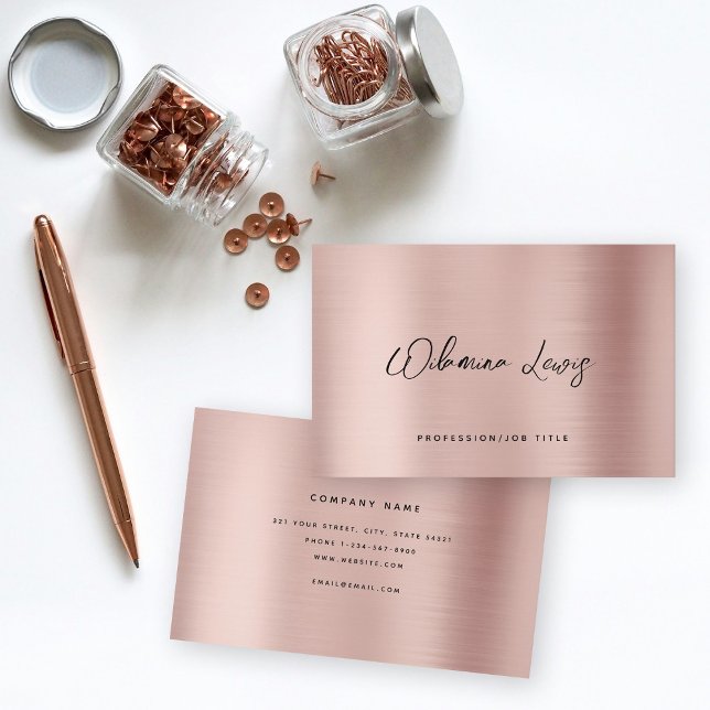Rose Gold Script Typografie Moderne Minimalistisch Visitenkarte (Rose Gold Script Typography Modern Minimalist Business Card)