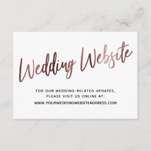 Rose Gold Script Wedding Website Save the Date Begleitkarte