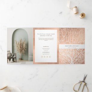 Rose Gold Sea Fan Korallen Muster Designer Broschü Dreifach Gefaltete Karte