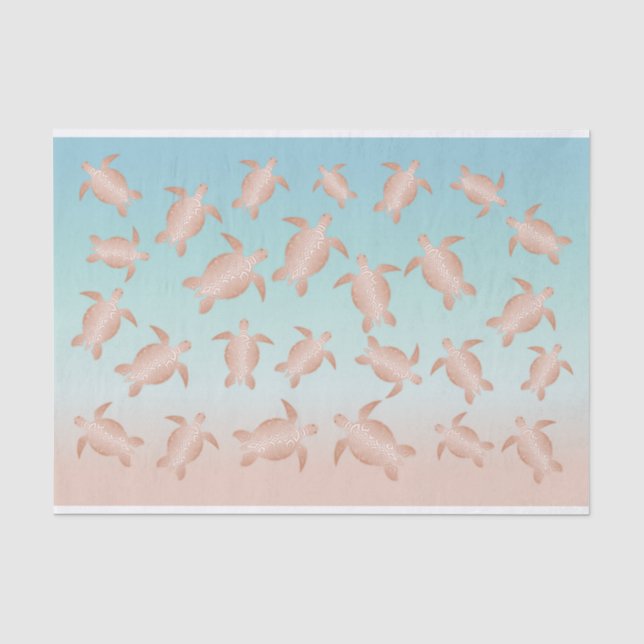 Rose Gold Sea Turtles Beach Style Seidenpapier (Vorderseite)