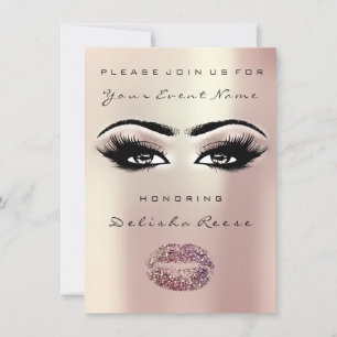 Rose Gold Sepia Lips Glitzer Brautparty Elfenbeink Einladung