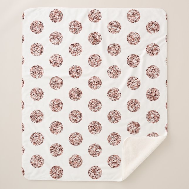 Rose Gold Sequel Random Dot Muster Glitzer Art Sherpadecke (Vorderseite)