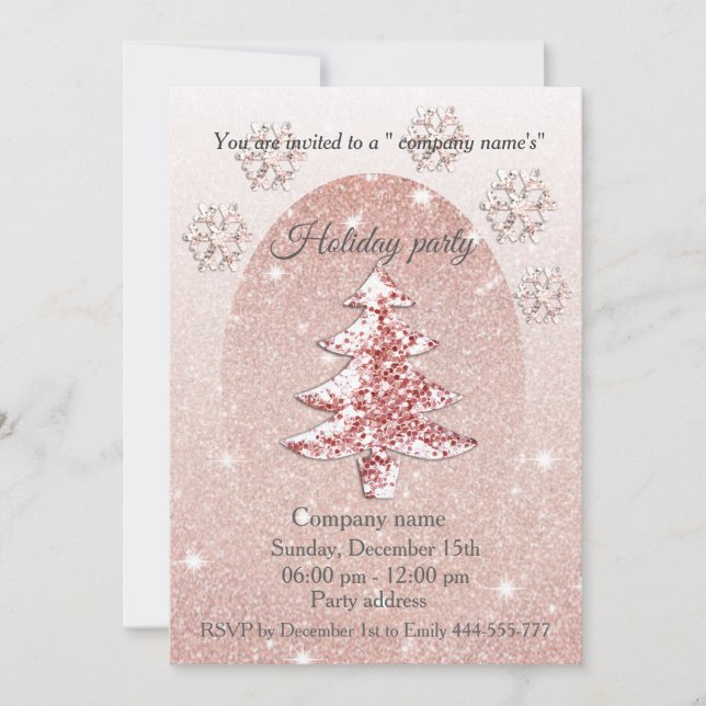 Rose Gold Sequenzen Weihnachts-Party Einladung (Vorderseite)