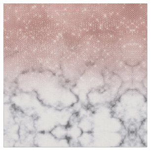 Rose Gold Sequin Glitzer Weißes Marmor Ombre Stoff