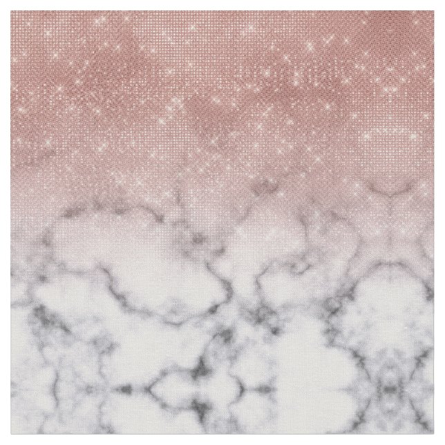 Rose Gold Sequin Glitzer Weißes Marmor Ombre Stoff (Nahaufnahme)
