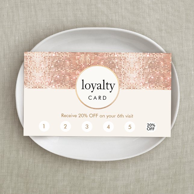 Rose Gold Sequin Salon 6 Punch Kundenloyalty Treuekarte (Von Creator hochgeladen)