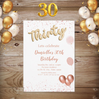 Rose Gold Shimmer 30e anniversaire Invitation