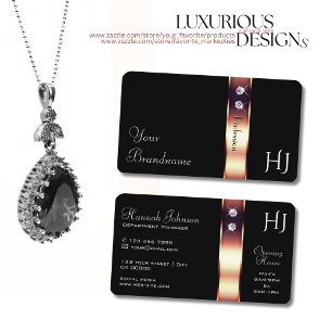 Rose Gold Shimmer Dekoration auf Black Diamonds In Visitenkarte