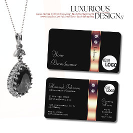 Rose Gold Shimmer Dekoration auf Schwarzen Diamant Visitenkarte