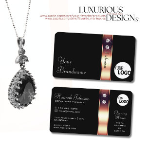 Rose Gold Shimmer Dekoration auf Schwarzen Diamant Visitenkarte