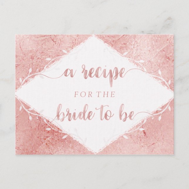 Rose Gold Shimmer Foil Brautparty Rezept Karte (Vorderseite)