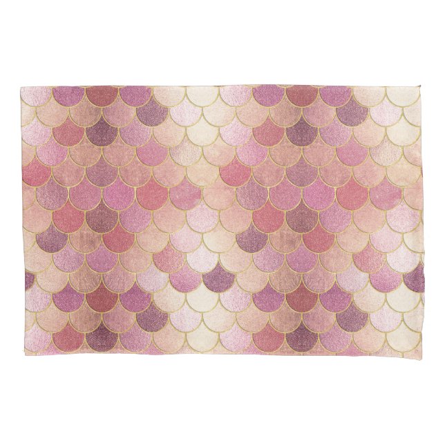 Rose Gold Shimmer Mermaid Scale Muster Kissenbezug (Vorderseite)