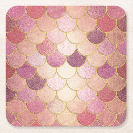 Rose Gold Shimmer Mermaid Scale Muster Rechteckiger Pappuntersetzer