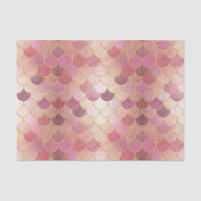 Rose Gold Shimmer Mermaid Scale Muster Seidenpapier (Vorderseite)
