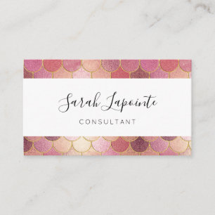 Rose Gold Shimmer Mermaid Scale Muster Visitenkarte