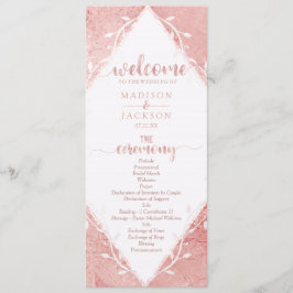 Rose Gold Shimmer Metallic Foil Wedding Programm