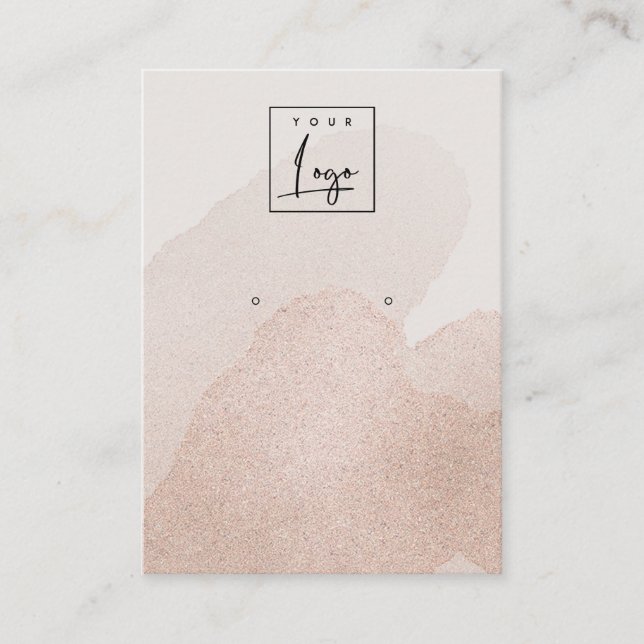 Rose Gold Shimmer Schlaglöcher erhalten Logo-Anzei Visitenkarte (Vorderseite)