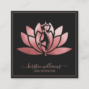 Rose-Gold-Signatur-Lotusblumen-Yoga-Pose Quadratische Visitenkarte
