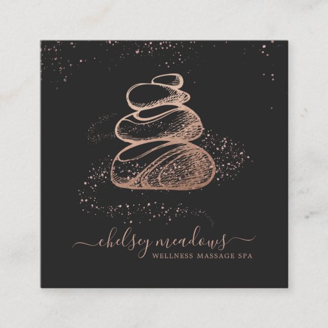 Rose-Gold-Signatur-Wellness-Center-Logo | Square B Quadratische Visitenkarte (Vorderseite)