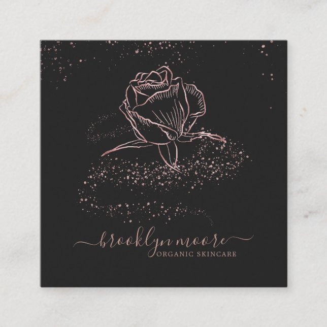 Rose-Gold-Signature-Logo | Square Business Quadratische Visitenkarte (Vorderseite)