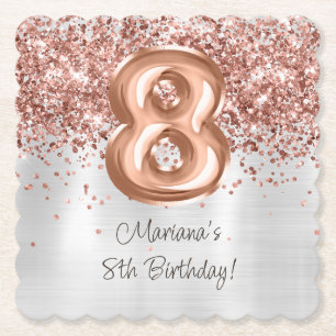 Rose Gold Silber 8. Geburtstagsfeier Untersetzer