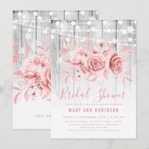 Rose Gold Silber Floral Brautparty Einladung