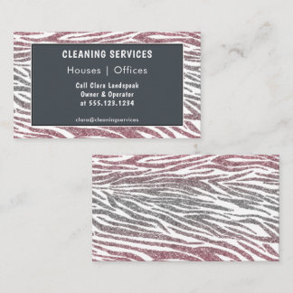 Rose Gold & Silber Glitter Zebra Reinigung Visitenkarte