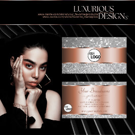 Rose Gold Silber Glitzer Leuchtstars und Logos Visitenkarte