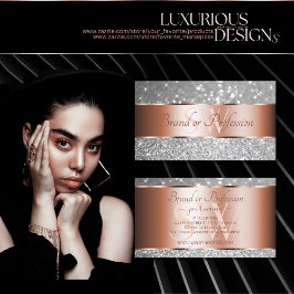 Rose Gold Silber Glitzer Luminous Stars Initialen Visitenkarte