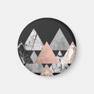 Rose Gold Silber und Geo Dreiecke mit Blumenmuster Magnet