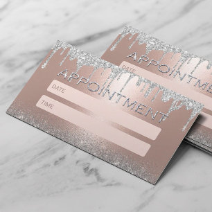 Rose Gold Silbermedaille Glitzer Tropfen Salon Ern Terminkarte