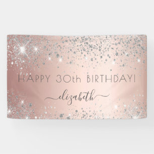 Rose Gold Silberne Glitzer Banner