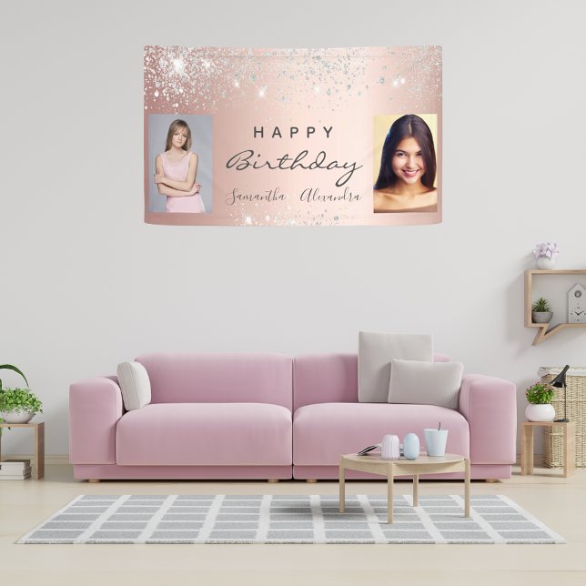 Rose Gold Silberne Glitzer Freunde Foto Banner (Von Creator hochgeladen)