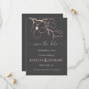 Rose Gold Silhouette Save the Date Karte