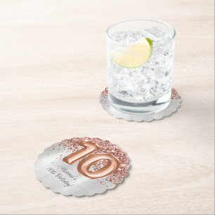 Rose Gold Silver 10. Geburtstagsparty Untersetzer