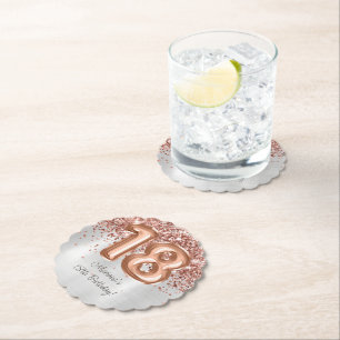 Rose Gold Silver 18. Geburtstagsparty Untersetzer