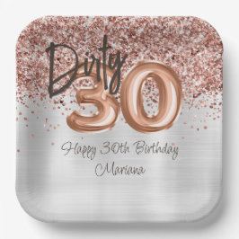 Rose Gold Silver 30. Geburtstag Party Pappteller