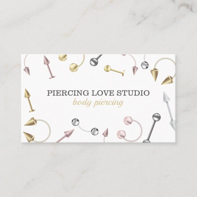 Rose Gold Silver Body Juwelen Piercings Visitenkarte (Vorderseite)