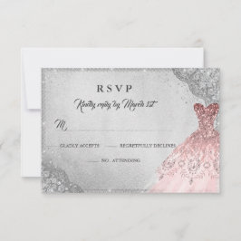 Rose Gold Silver Diamond Sparkle Gown UAWG RSVP Karte