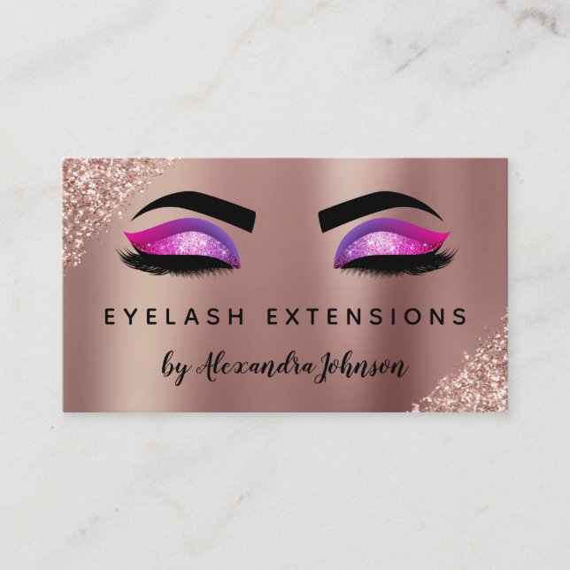 Rose Gold Silver Glitzer Eyelash Erweiterungen Visitenkarte (Vorderseite)