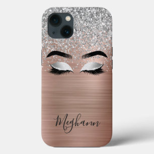 Rose Gold Silver Glitzer Metallisches Eyelash Mono Case-Mate iPhone Hülle