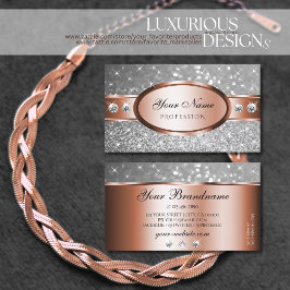 Rose Gold Silver Glitzer Stars Diamanten Extravaga Visitenkarte