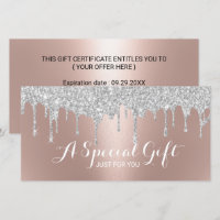 Rose Gold Silver Glitzer Tropfen Geschenkgutschein