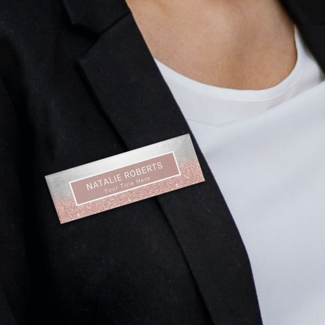 Rose Gold & Silver Makeup Artist Friseur Salon Mod Namenschild (Von Creator hochgeladen)