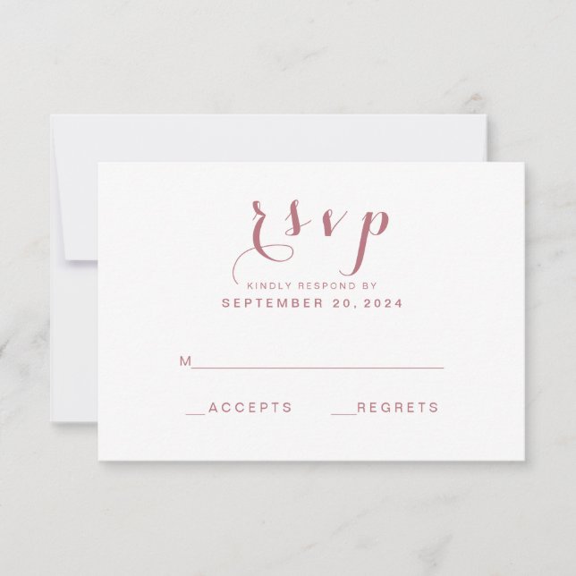 Rose Gold Simple Elegant Script Wedding RSVP (Vorderseite)